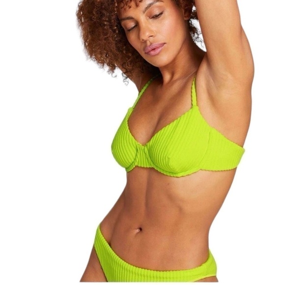 NWT Andie Swim The Bermuda Top Rib Terry in Neon Lemon - Picture 1 of 7